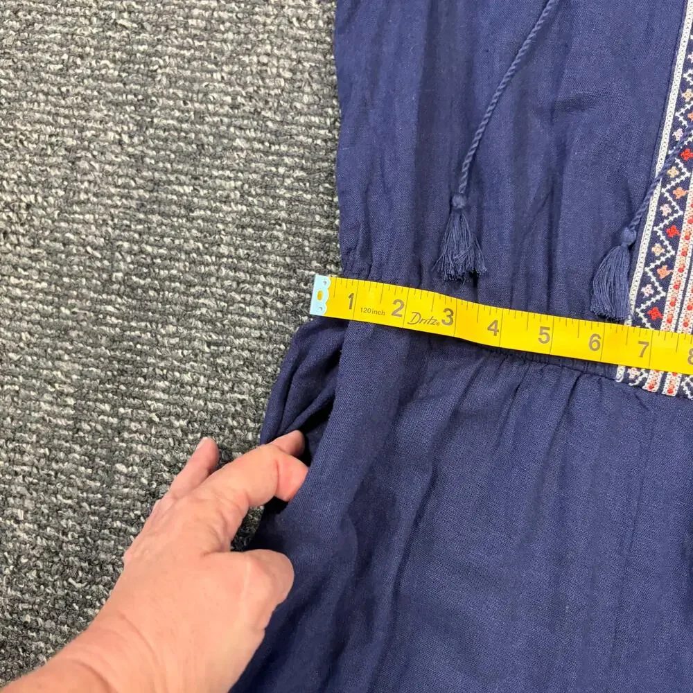 Old Navy Linen-Blend Embroidered Wide-Leg Jumpsuit Coastal Minimalist Military M
